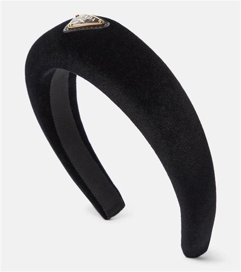 Logo velvet headband in black 